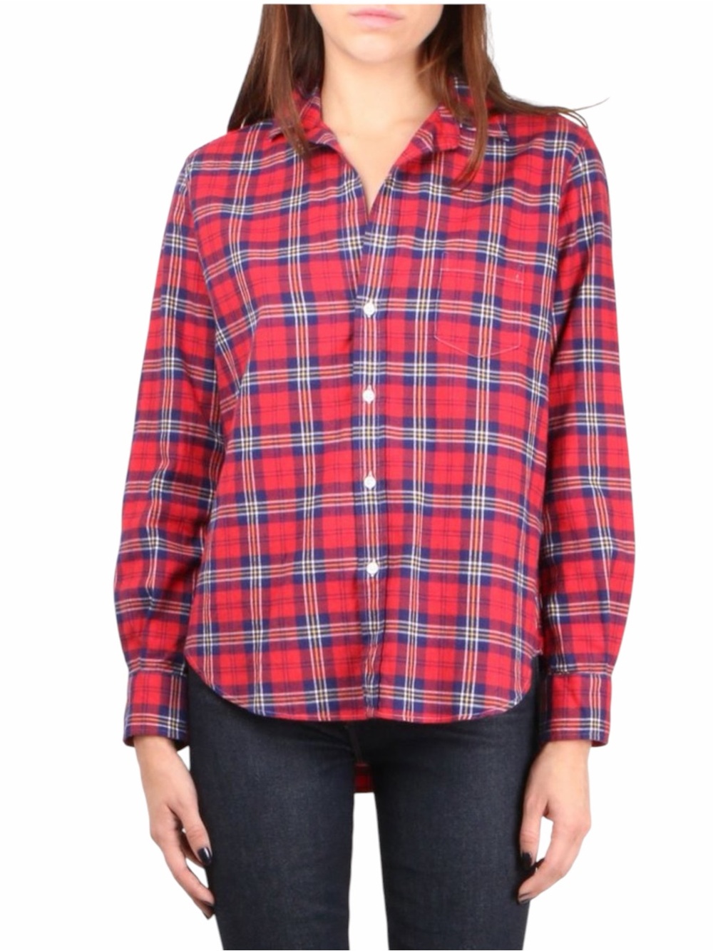 Frank & Eileen Don Plaid Button Down Shirt Red Blue Small Italian Cotyon